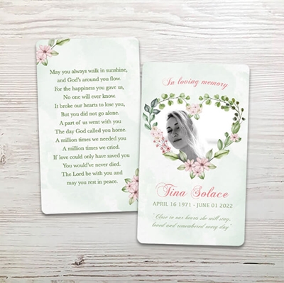 Show details for Heart Floral Memorial Card