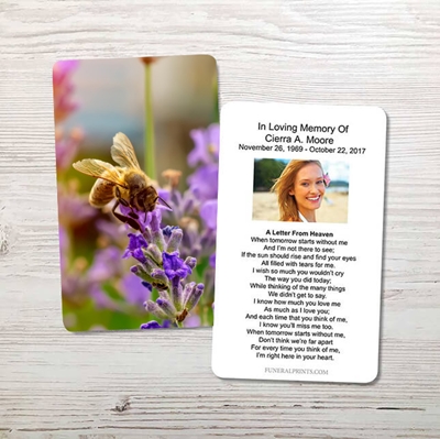 Show details for Bee on Lavender Memorial Card