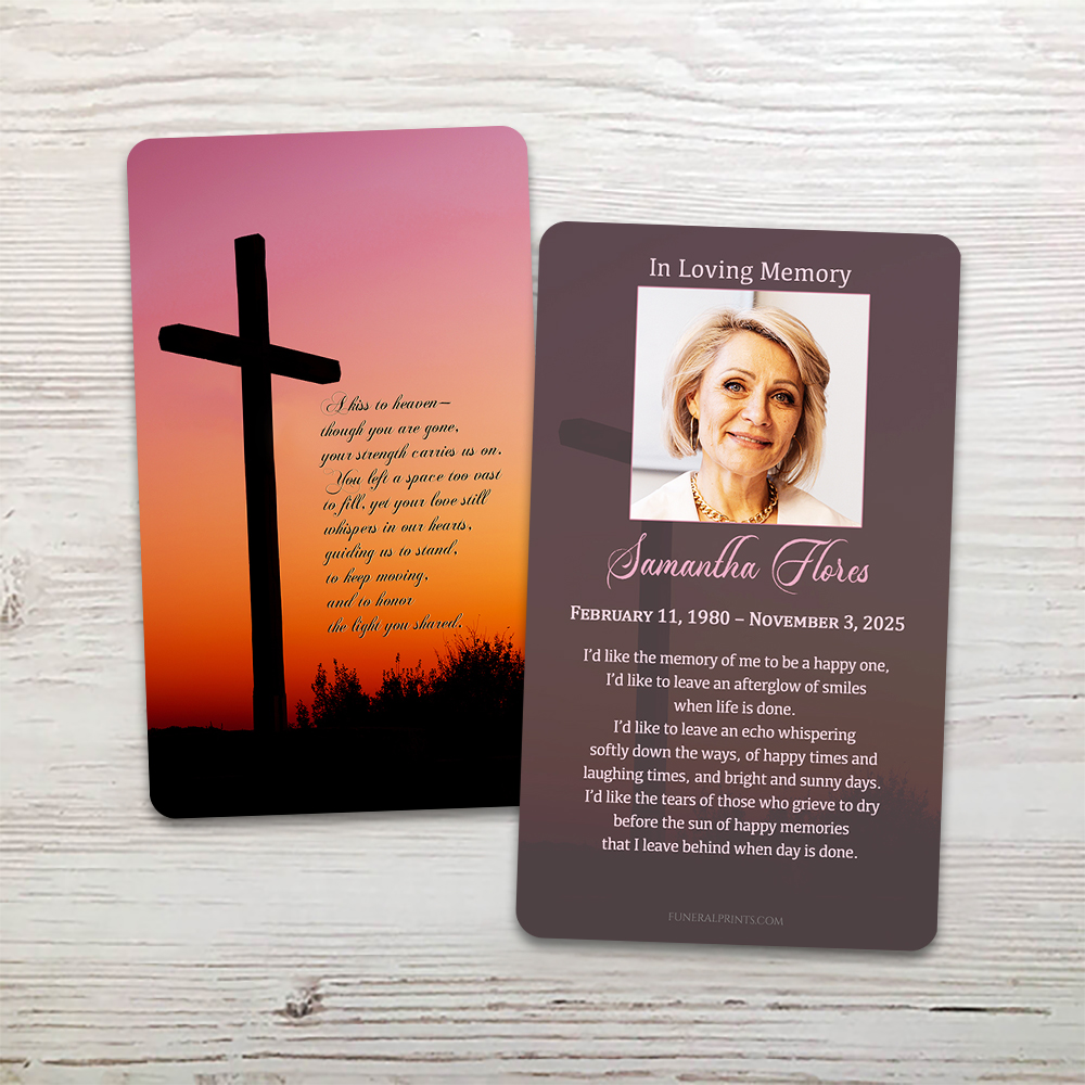 Show details for Sunrise Cross English Memorial Card
