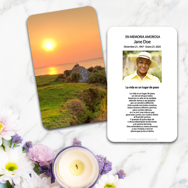 Show details for XX Irish Cottage Spanish Prayer Card