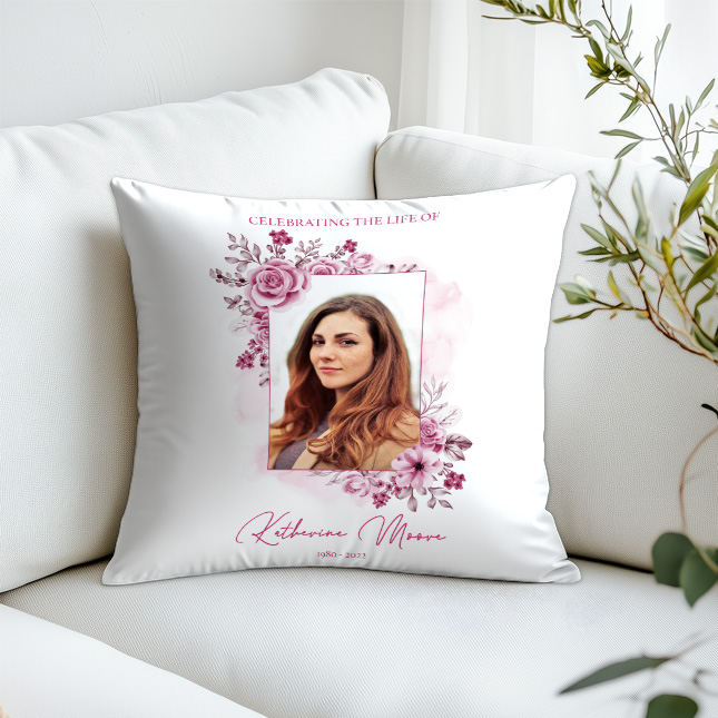 Show details for Pink Floral Pillow
