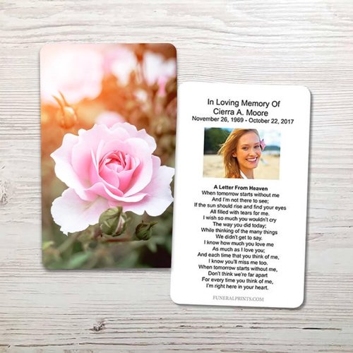 Show details for Pink Rose Memorial Card