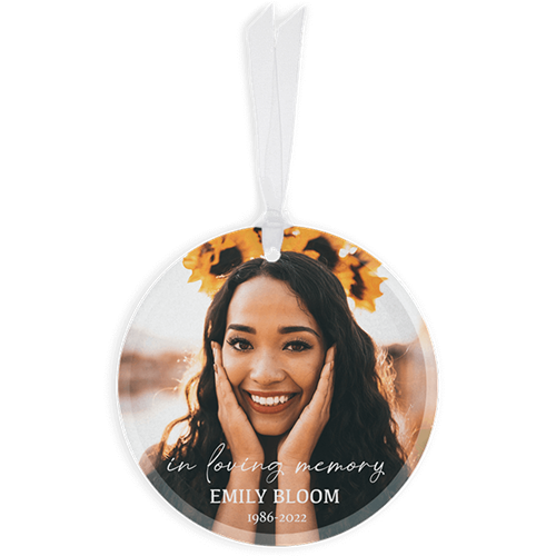 Show details for Single Photo Full Circle Custom Glass Ornament