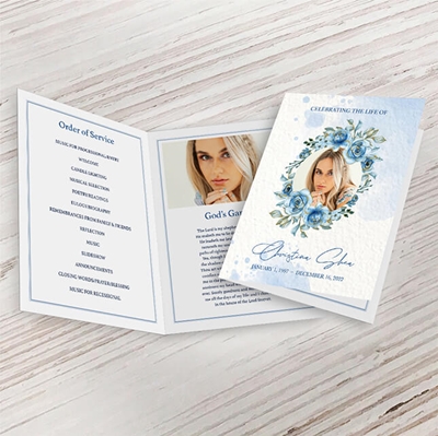 Show details for Blue Round Floral Memorial Package