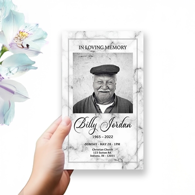 Show details for White Marble Trifold Program 