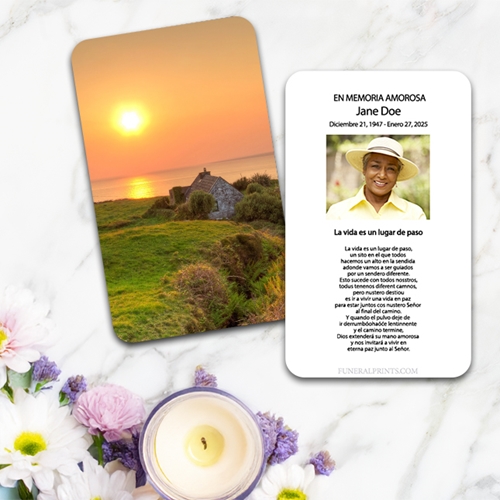 Show details for Irish Cottage Spanish Prayer Card