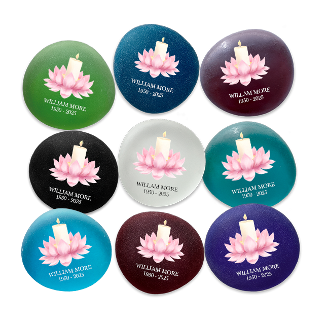 Show details for Multicolor Frosted Assortment Lotus Candle Memorial Stone