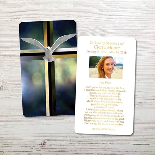 Picture of Dove & Cross Gold Foil Memorial Card