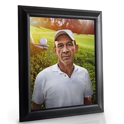 Show details for Framed Memorial Portrait - Emerald Fairway Lifescape Background