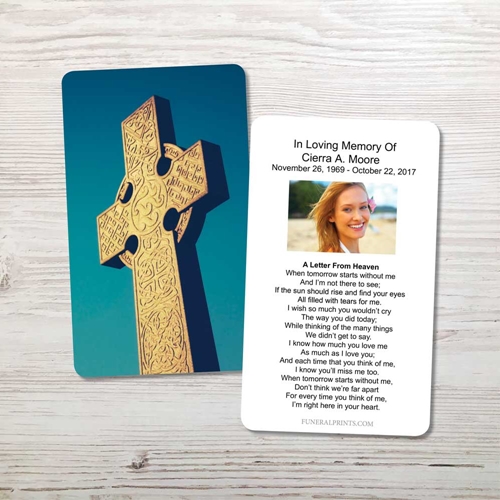 Picture of Celtic Cross Blue Sky 2 Memorial Card
