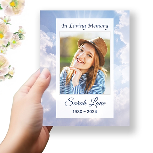 Show details for Cross In Clouds Funeral Program