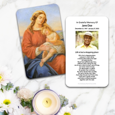 Show details for Mary & Baby Jesus Spanish Prayer Card
