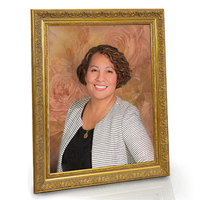 Show details for Framed Memorial Portrait - Painted Roses Lifescapes Background