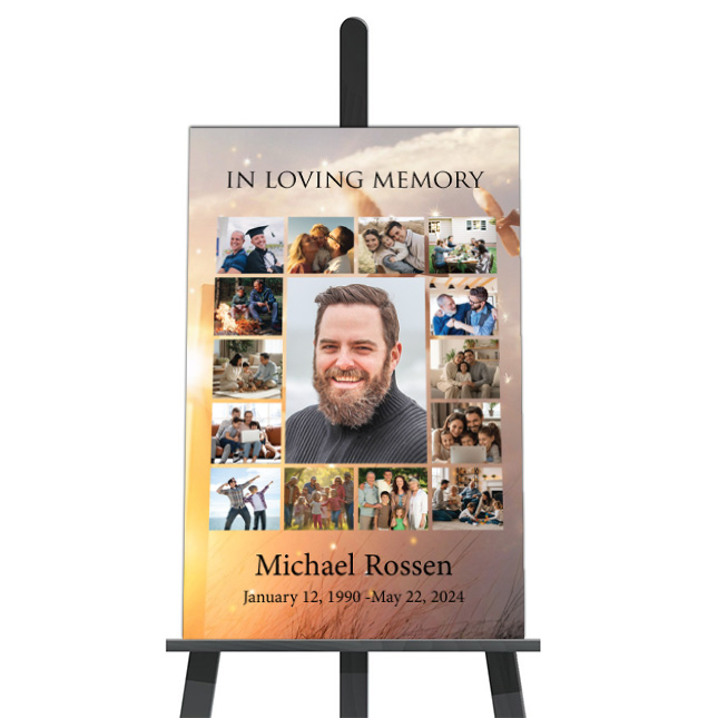 Show details for Cross & Dove Collage Funeral Poster