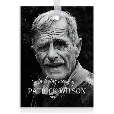 Show details for Single Photo Rectangle Custom Glass Ornament