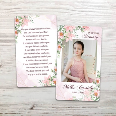 Picture of Pink Gold Floral Memorial Card