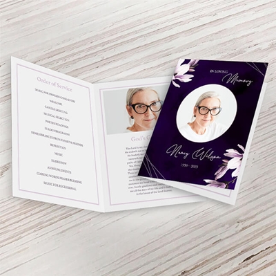 Show details for Purple Lilies Funeral Program 