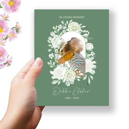 Show details for Sage Floral Funeral Program 