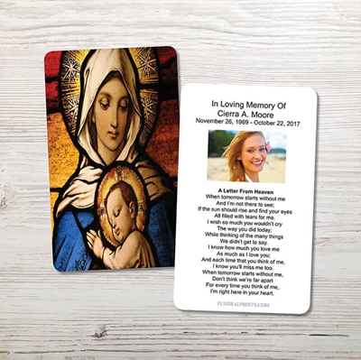 Picture of Virgin Mary with Baby Jesus Memorial Card