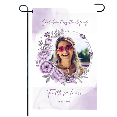 Show details for Purple Floral Garden Flag