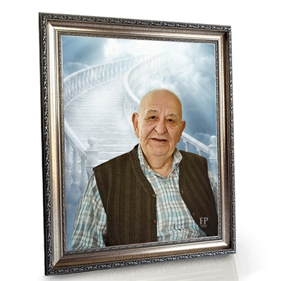 Show details for Framed Memorial Portrait - Stairway to Heaven Background
