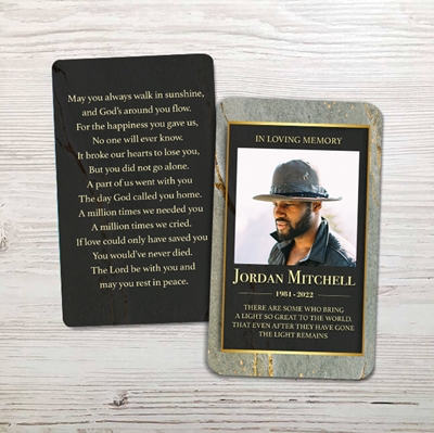 Show details for Gray Gold Marble Memorial Card