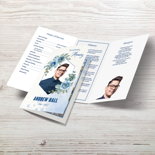 Picture of Blue Floral Trifold Program
