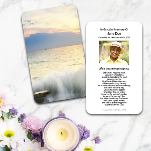 Show details for Morning Ocean Large Memorial Card (3" x 4.75")