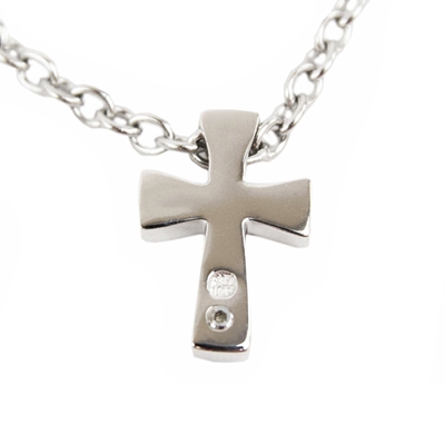 Show details for Sparkling Cross Cremation Pendant - Sterling Silver