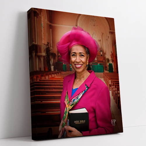 Show details for Wrapped Canvas Memorial Portrait - Sunday Stillness Lifescapes Background