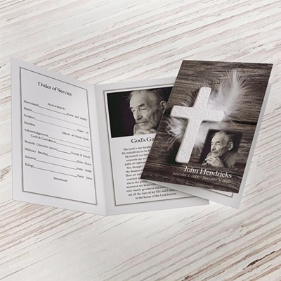 Show details for Feather Cross Funeral Program 