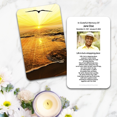 Show details for Sunset Seagull Large Memorial Card (3" x 4.75")