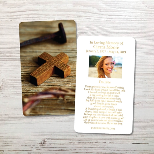 Picture of Cross & Nail Gold Foil Memorial Card