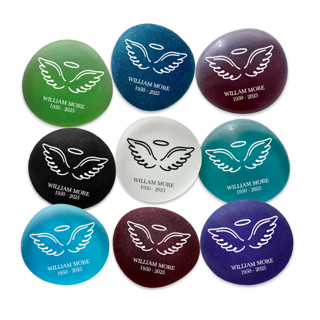 Show details for Multicolor Frosted Assortment Angel Wings Memorial Stone