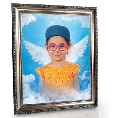 Show details for Framed Memorial Portrait - Zephyr Wings Lifescapes Background