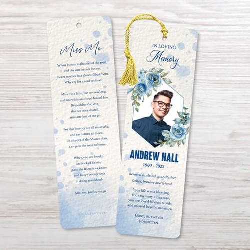 Show details for Blue Floral Bookmark