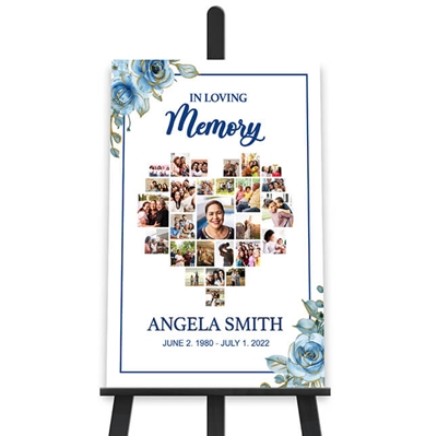 Show details for Blue Floral Heart Collage Poster