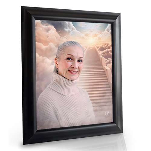 Show details for Framed Memorial Portrait - Heavenly Journey Lifescape Background