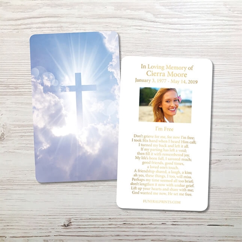 Show details for Cross in Clouds Gold Foil Memorial Card