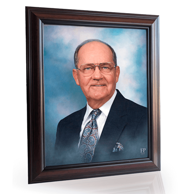 Show details for Framed Memorial Portrait - Classic Blue Studio Background