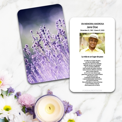 Show details for Lavender Lights Spanish Prayer Card