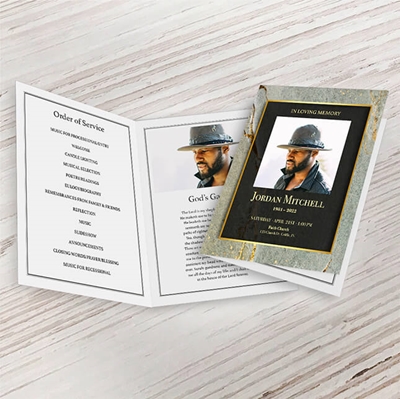 Show details for Gray Gold Marble Funeral Program 