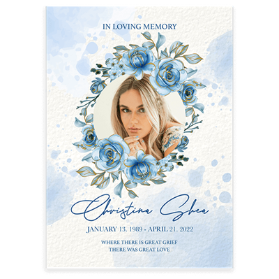 Show details for Blue Round Floral Announcement