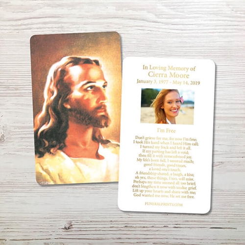 Picture of Jesus 2 Gold Foil Memorial Card