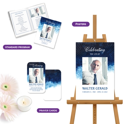 Show details for Blue Watercolor Memorial Package