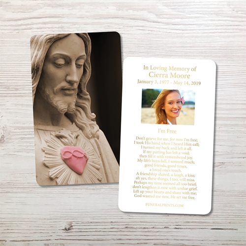 Picture of Sacred Heart Gold Foil Memorial Card