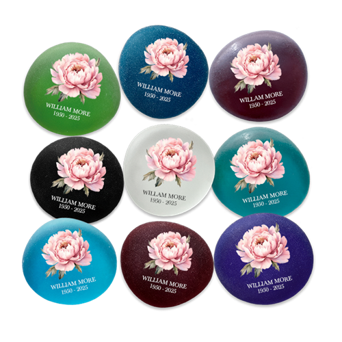 Show details for Multicolor Frosted Assortment Pink Peony Memorial Stone