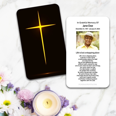 Show details for Glowing Cross Large Memorial Card (3" x 4.75")