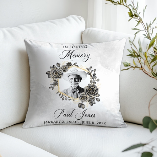 Show details for Black Gold Floral Pillow