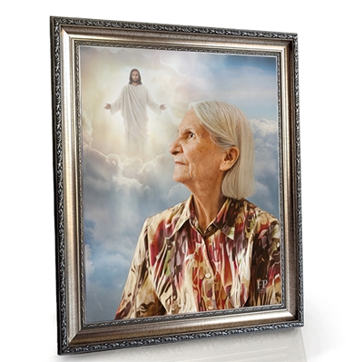 Show details for Framed Memorial Portrait - Welcome Home Lifescapes Background